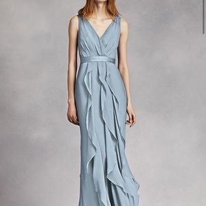 Altered to approx size 6 White by Vera Wang dusty blue bridesmaid dress